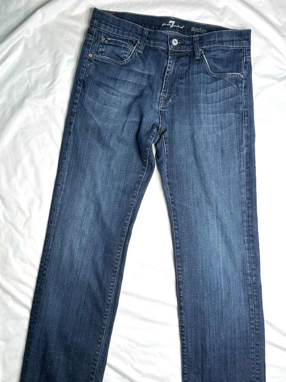 7 For All Mankind Jeans Mens 31x32 Blue Austyn Straight Dark Wash Stretch Denim